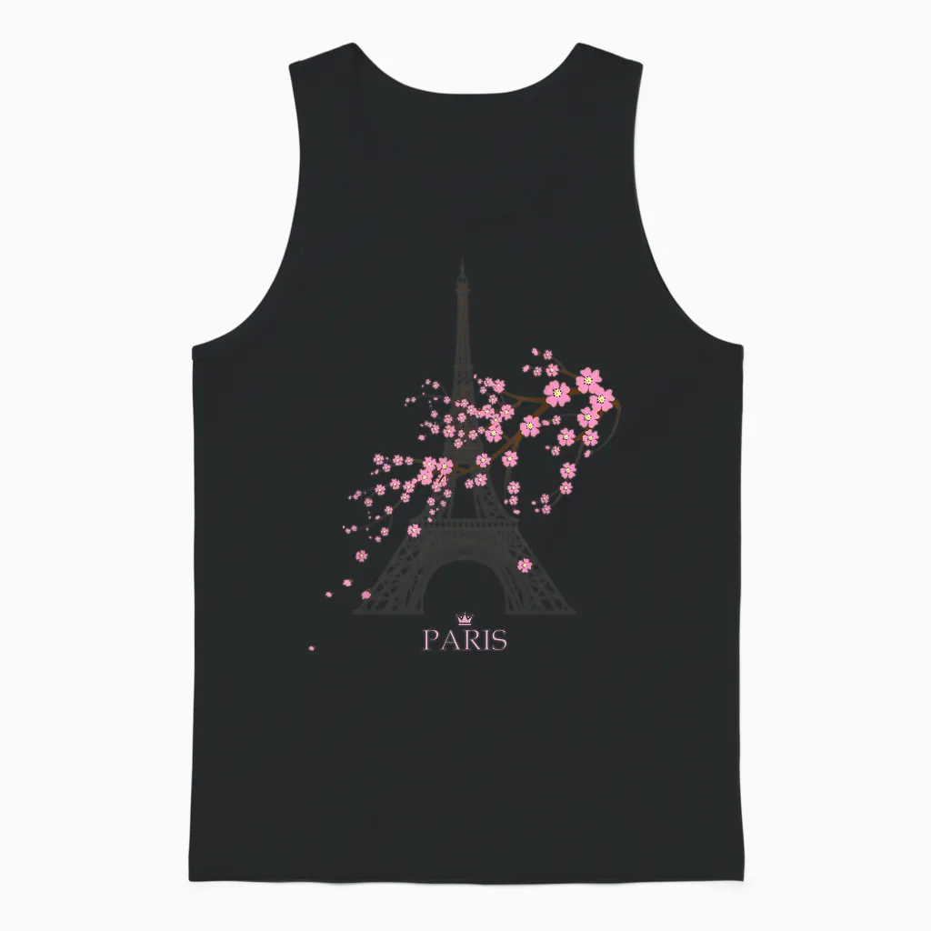 Paris Eiffel Tower Sign of Love France Maison Parisienne Unisex Tank Top in Black