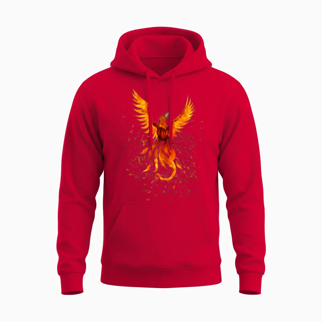 Rising Phoenix Bird - Lovers Unisex Hoodie in Red