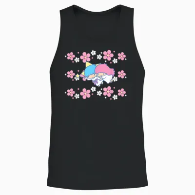 Little Twin Stars Tropical Flowers Unisex Tank Top - Black