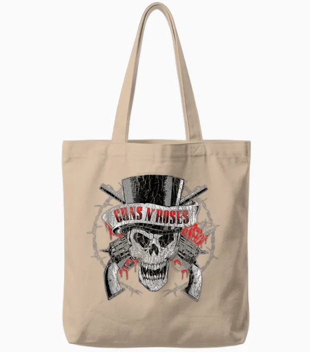 Guns N' Roses Offizieller Zylinderhut Mit Totenkopf Tote Bags in Natural