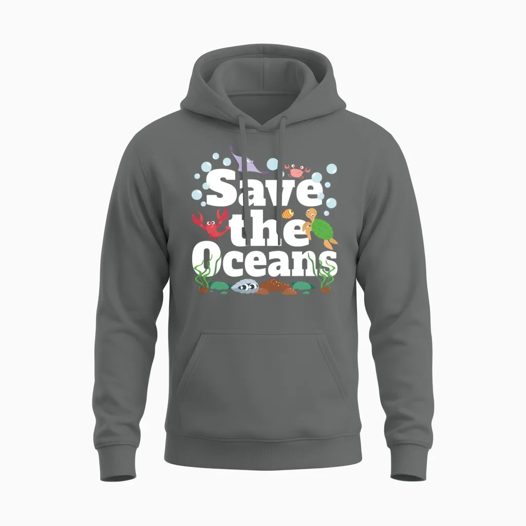 Save the Oceans No Plastic Unisex Hoodie in Graphite Heather