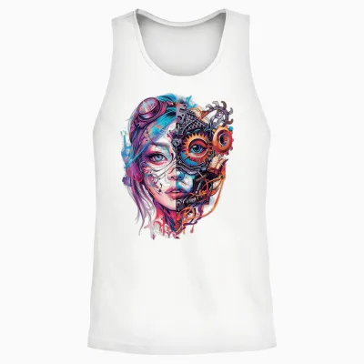 Anime Manga Graphic Illustration Colorful Anime T-Shirt, White, S Unisex Tank Top - White
