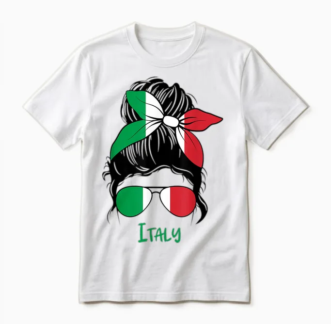 Italian Flag Italian Girl Woman Italy Girl Unisex T-Shirt in White