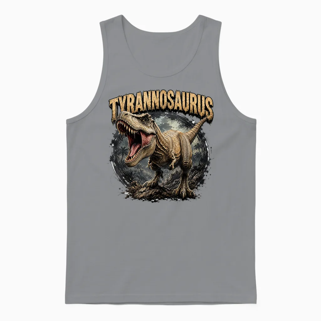 Tyrannosaure Dinosaure Prédateur Jurassique T Rex Rugissement Unisex Tank Top in Sport Grey