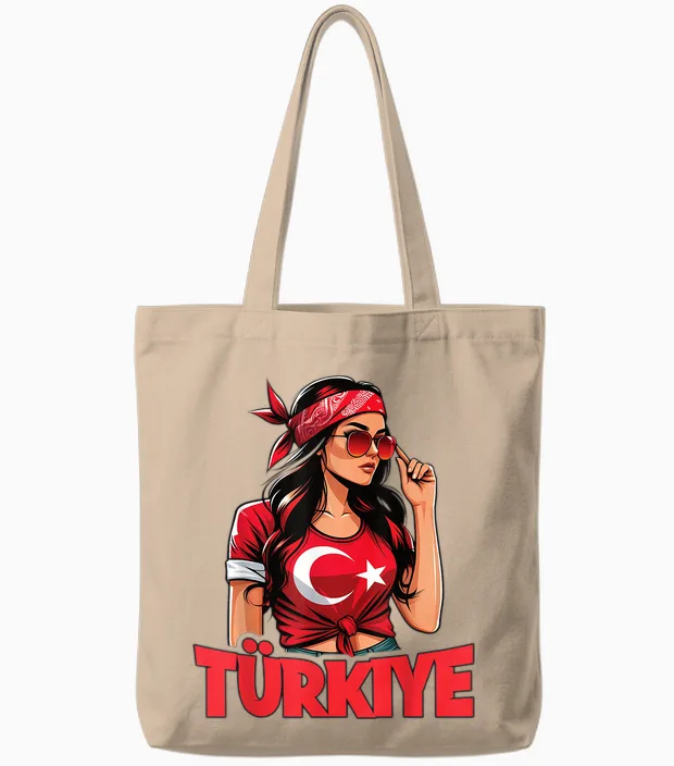 Türkei Flagge Frau Sonnenbrille Mädchen Türkiye Tote Bags in Natural