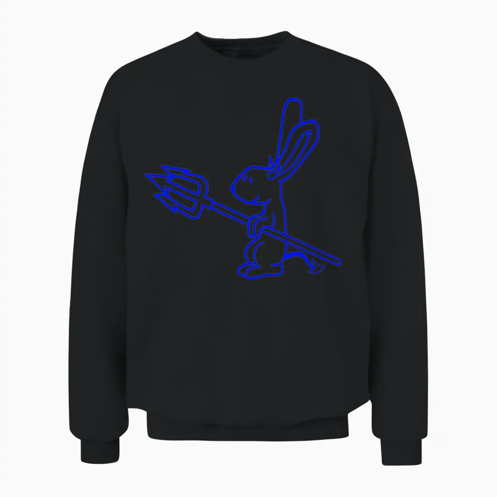 Rabbit Devil Demon Evil Satan Hell Trident Costume Unisex Sweatshirt in Black