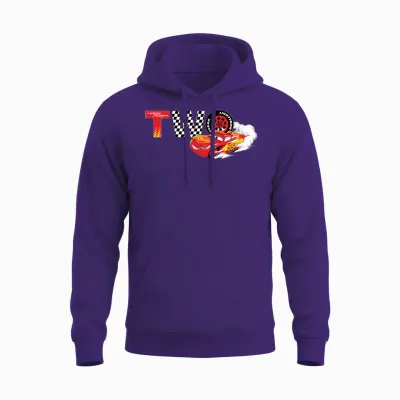 Disney & Pixar's Cars Numbers 2 Second 2nd Birthday Party Unisex Hoodie - Purple