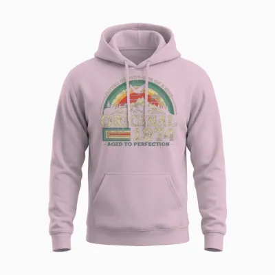 1974 Vintage Birthday Gift Unisex Hoodie - Light Pink