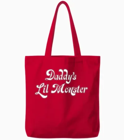 Daddy S Lil Monster Tote Bags - Red