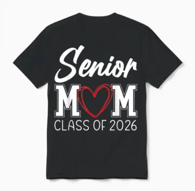 Senior Mom Class of 2026 Graduation Unisex T-Shirt - Black