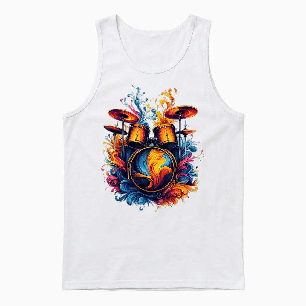 Drummer Drummer T-Shirt with Drums Unisex Tank Top in White
