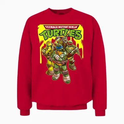 Tmnt Yellow Splatter Paint Unisex Sweatshirt - Red