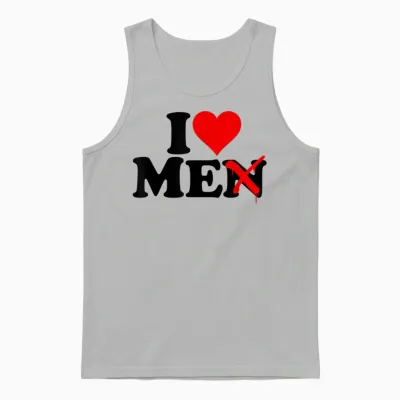 I Love Heart Me Men Unisex Tank Top - Ash