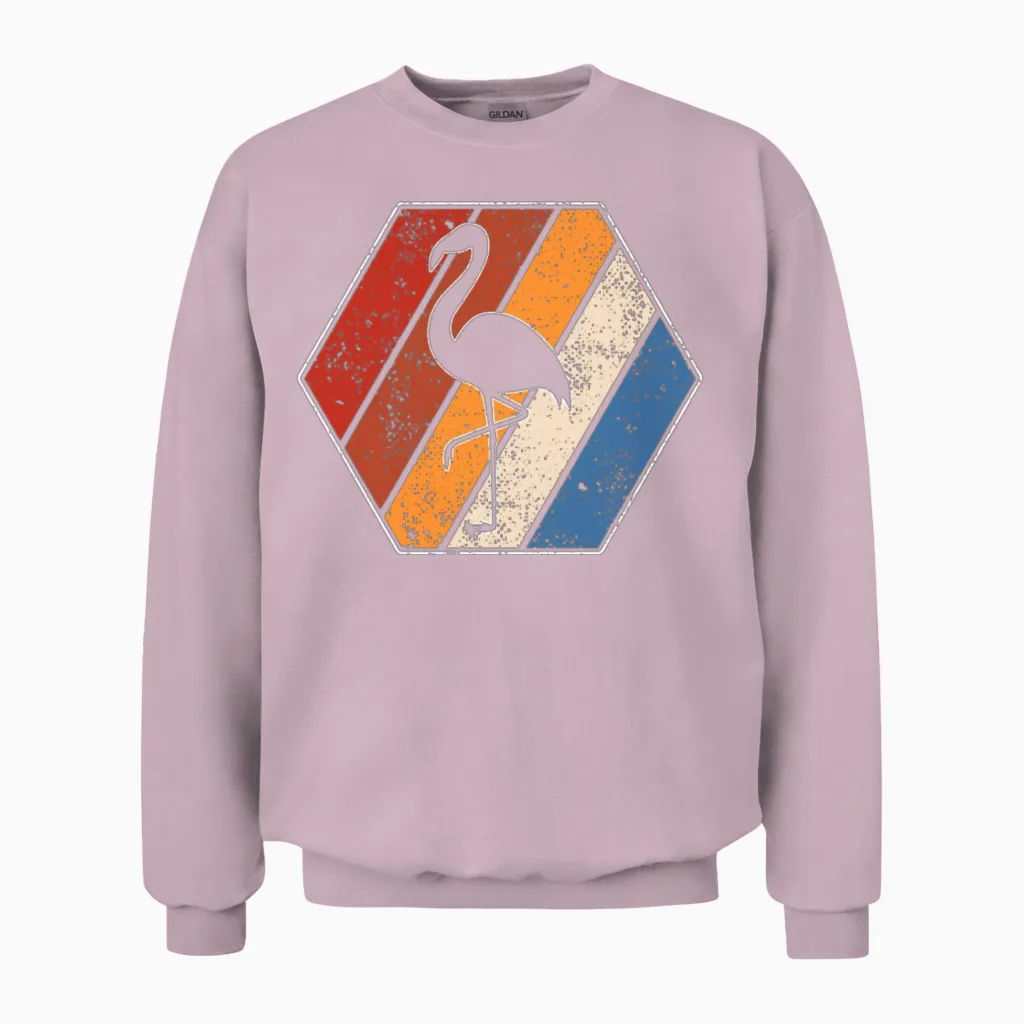 Flamingo Retro Unisex Sweatshirt in Light Pink