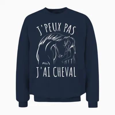 Je Peux Pas J'ai Cheval Horses Women Girl Riding Unisex Sweatshirt - Navy