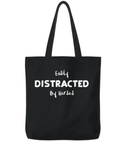 Easily Distracted by Horses Tote Bags - Black