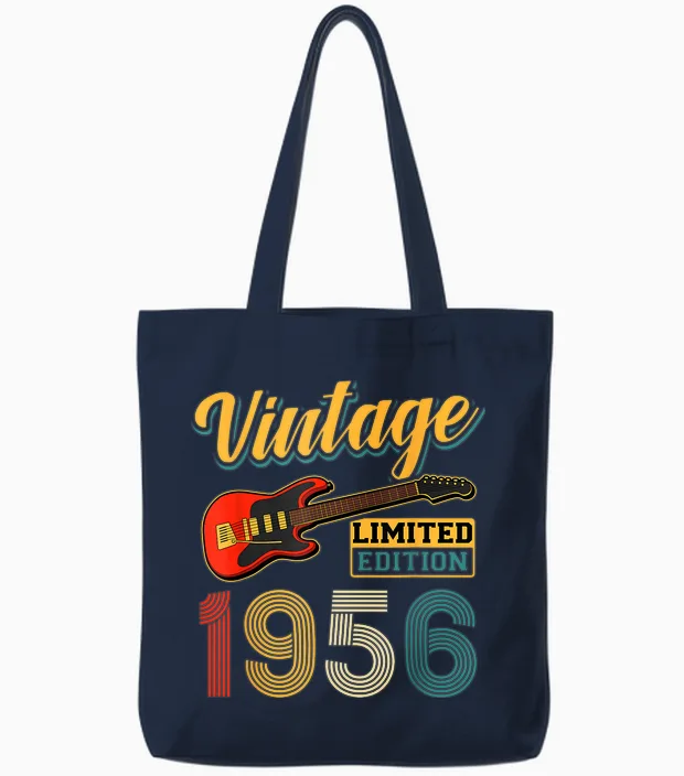 Guitare Vintage 1956 édition Limitée Année De Naissance Anniversaire Tote Bags in Navy