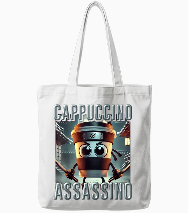 Trending Meme Brainrot Italian Cappuccino Assassino Für Kinder Tote Bags in White