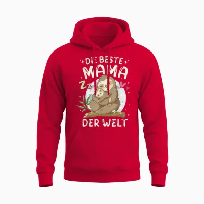Die Beste Mama Der Welt, Faultier Mutter Mit Kind, Muttertag Unisex Hoodie - Red