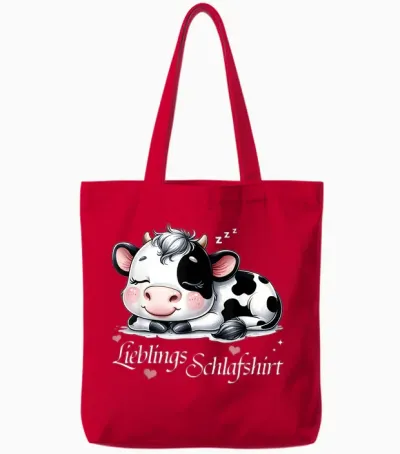 Kuh Schlafshirt Pyjama Schlafanzug Damen Mädchen Müde Kuh Tote Bags - Red