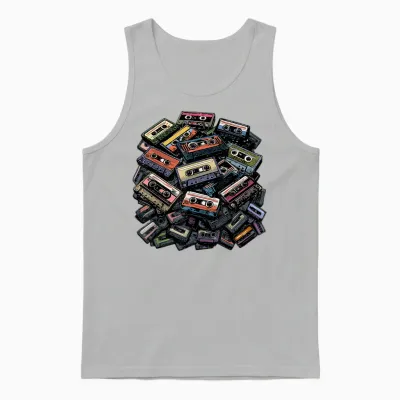 Mixtapes Shirt Cassette Vintage Cassette Tapes 80s Radio Music T-Shirt, Grey, S Unisex Tank Top - Ash