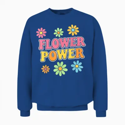 Retro Flower Power 60er 70er Jahre ästhetischer Hippie Boho Stil Unisex Sweatshirt - Royal