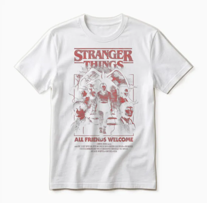 Stranger Things Mindflayer Group Horror Movie Unisex T-Shirt in White