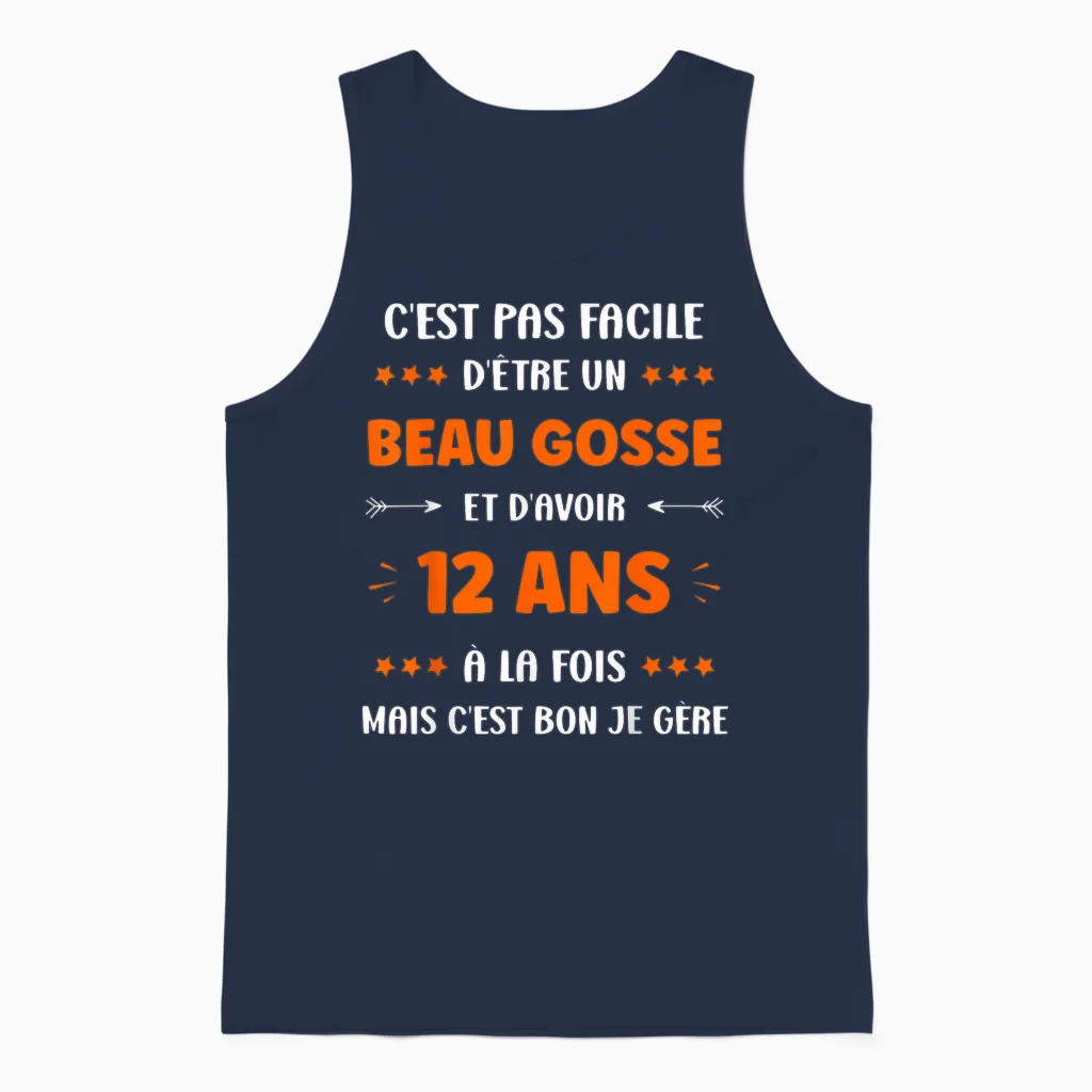 Funny Boy 12 Years Old Handsome Kid Birthday 12 Years T-Shirt, Black, S Unisex Tank Top in Navy