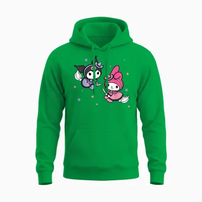 My Melody Kuromi Little Witches Halloween Unisex Hoodie - Irish Green
