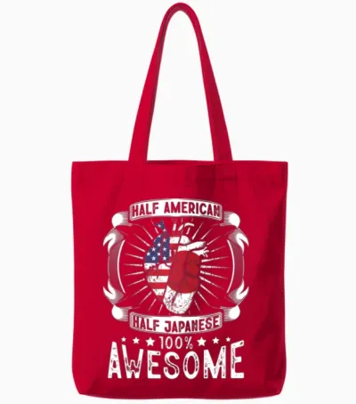 Japan Usa Flag - Half American Half Japanese Tote Bags - Red