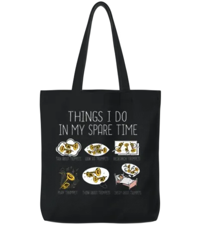 Funny Trumpet Player Gift Jazz Music Men Trumpet Tote Bags - Black