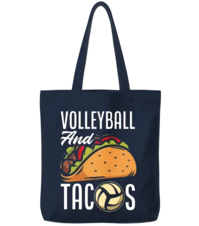 Volleyball and Tacos Funny Volleyball Gift Tote Bags - Navy