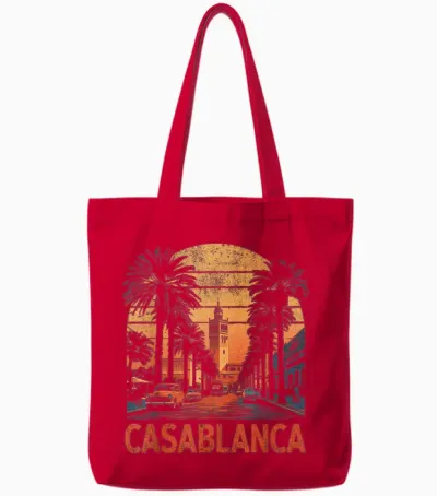 Casablanca Marokko Vintage 80er Jahre Stil Retro Tote Bags - Red