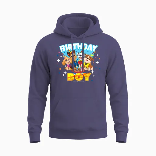 Children's Paw Patrol Birthday Boy Friendly Group Celebration T-Shirt, Black Unisex Hoodie - Heather Sport Dark Navy