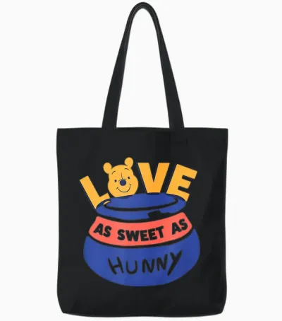 Amazon Essentials Winnie the Pooh Love as Sweet as Hunny Valentine's Day Tote Bags - Black