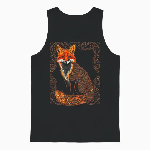 Fox Animal Illustration Fox T-Shirt, Black, S Unisex Tank Top - Black
