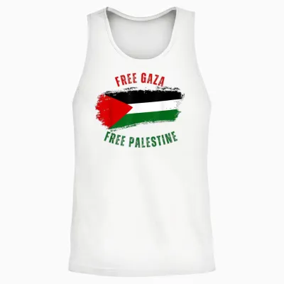 Palestinian Flag Free Gaza Free Palestine Support T-Shirt, Black, S Unisex Tank Top - White