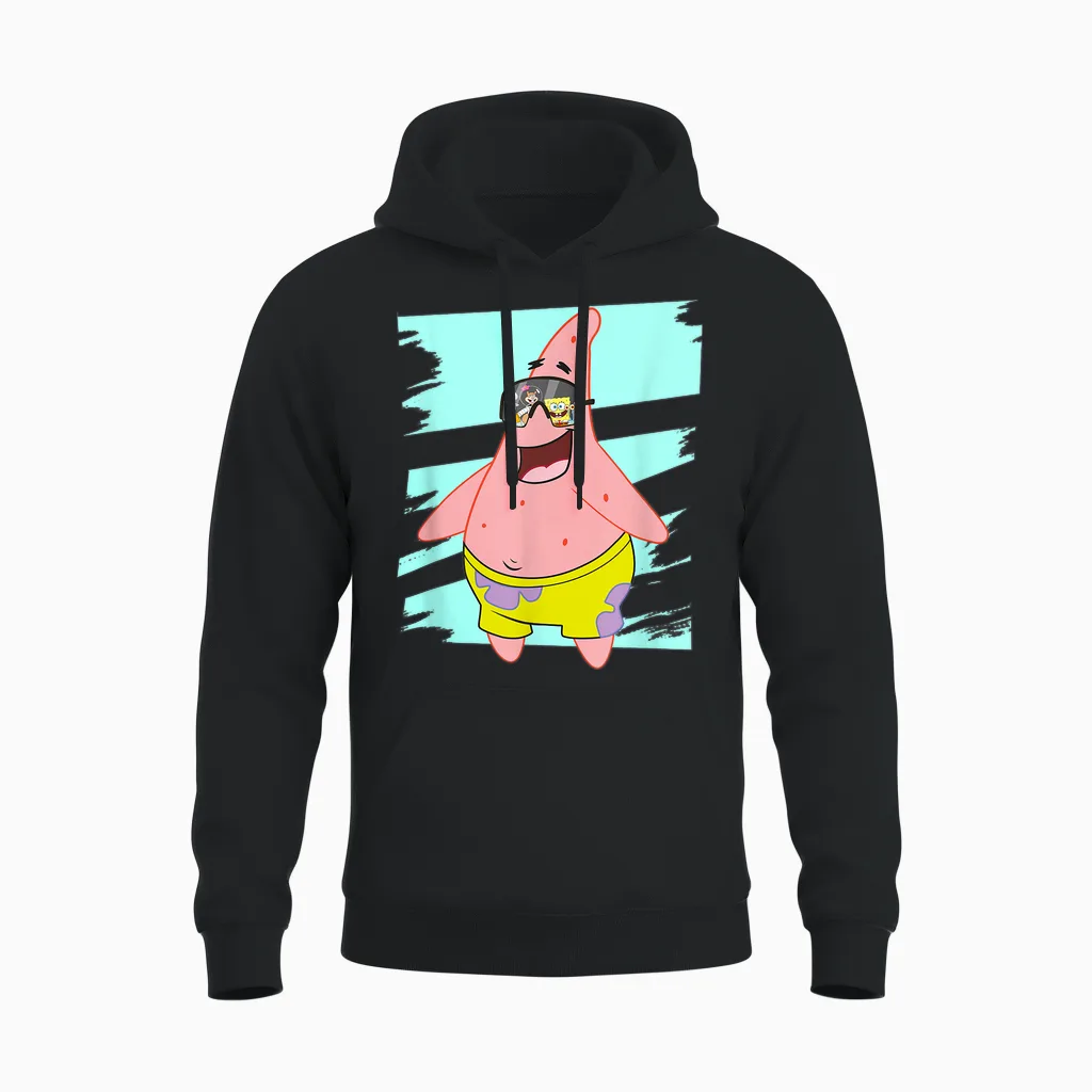 Mademark X Spongebob Squarepants - Patrick Star - Reflection in Sunglasses Unisex Hoodie in Black