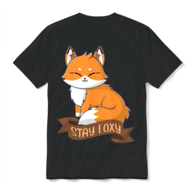 Stay Foxy - Cute Fox Unisex T-Shirt - Black