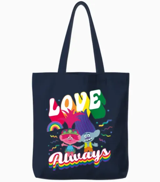 Trolls Love Always Rainbow Colours Tote Bags in Navy