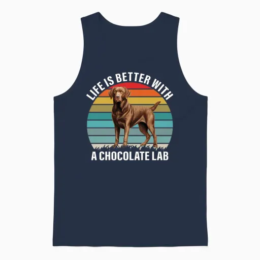 Chocolate Lab Dog Owner Dog Brown Labrador Dog Unisex Tank Top in Navy