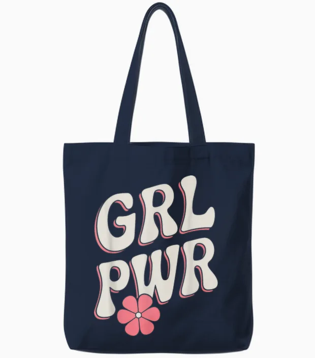 Frauen Power Grl Pwr Motivation Stärke Feministin Power Girl Tote Bags in Navy