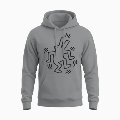 Keith Haring Tanzende Hunde-Kunstwerk Unisex Hoodie - Sport Grey
