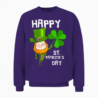 Happy St. Patrick's Day Kobold Erwachsene Männer Frauen Kinder Unisex Sweatshirt - Purple