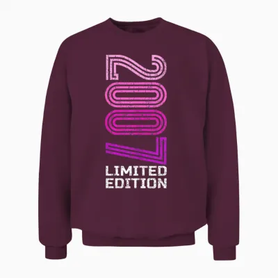 18 Years Man Woman 2007 Birthday 18 Years Limited Edition T-Shirt, Black, S Unisex Sweatshirt - Maroon