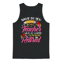 Retirement Teacher Retired Teacher Happy on Monday Unisex Tank Top - Black – 1