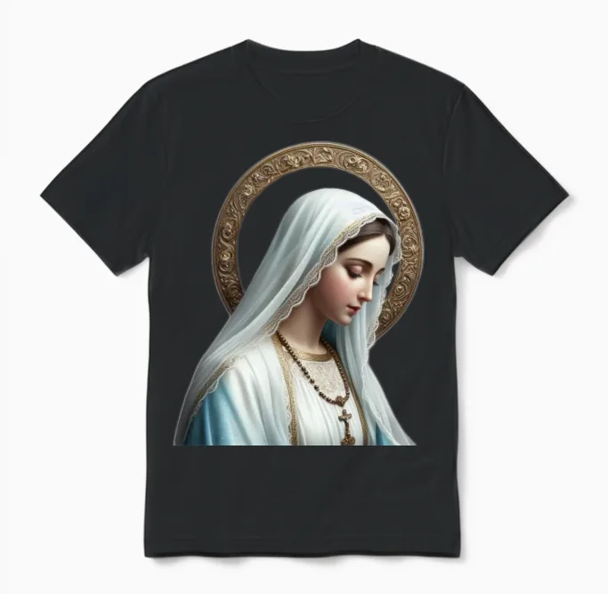 Most Searched Mary T-Shirt Our Lady of Lourdes Unisex T-Shirt in Black