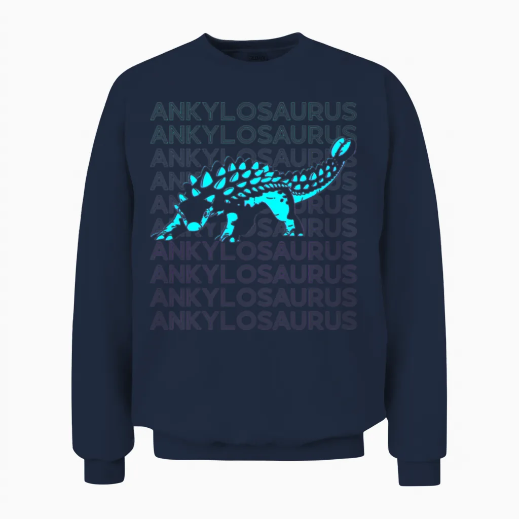 Ankylosaurus Dinosaur Retro Kids & Baby Unisex Sweatshirt in Navy