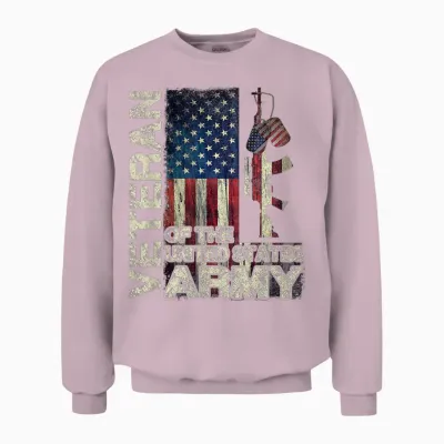 Distressed American Flag Us Army Veteran Shirt Gift Unisex Sweatshirt - Light Pink