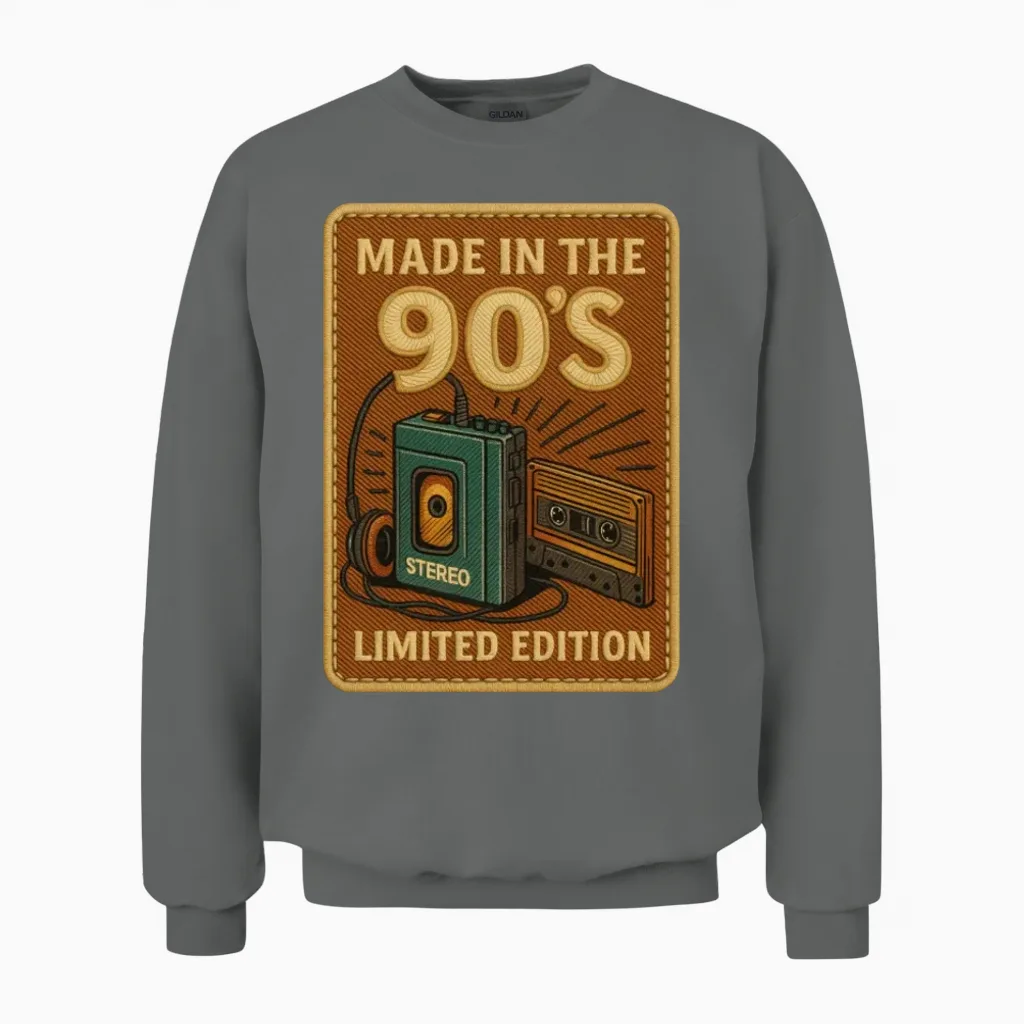 90βs Retro Stereo β Limited Edition Patch Unisex Sweatshirt - Graphite Heather